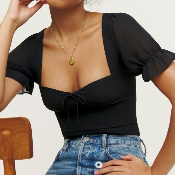 Reformation Tops - Reformation Black Delevan Top